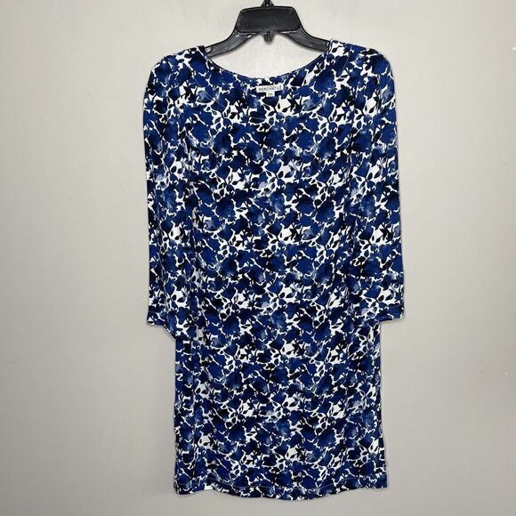 J CREW Womens Blue Floral Print Long Sleeve Shift Dress NEW Viscose XXS 2XS - Picture 2 of 8